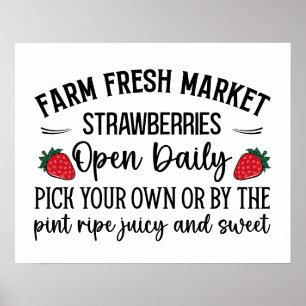 Poster Fraises du marché frais de ferme