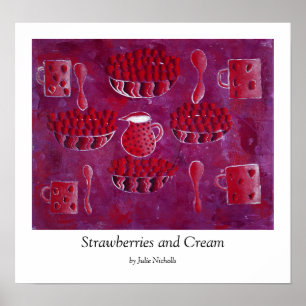 Poster Fraises et copie de crème