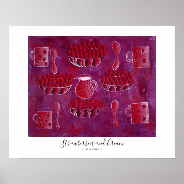 Poster Fraises et peinture à la crème (Devant)