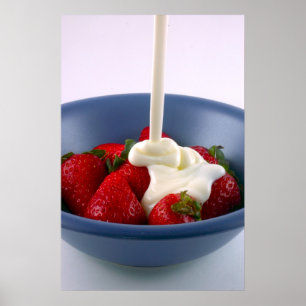 Poster Fraises et photo crème