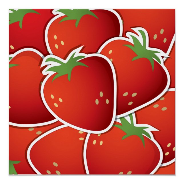 Poster Fraises funky (Devant)