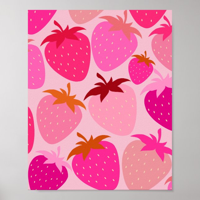 Poster Fraises roses (Devant)