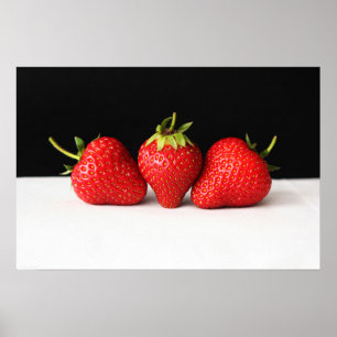 Poster Fraises sur le noir sur blanc wapcn