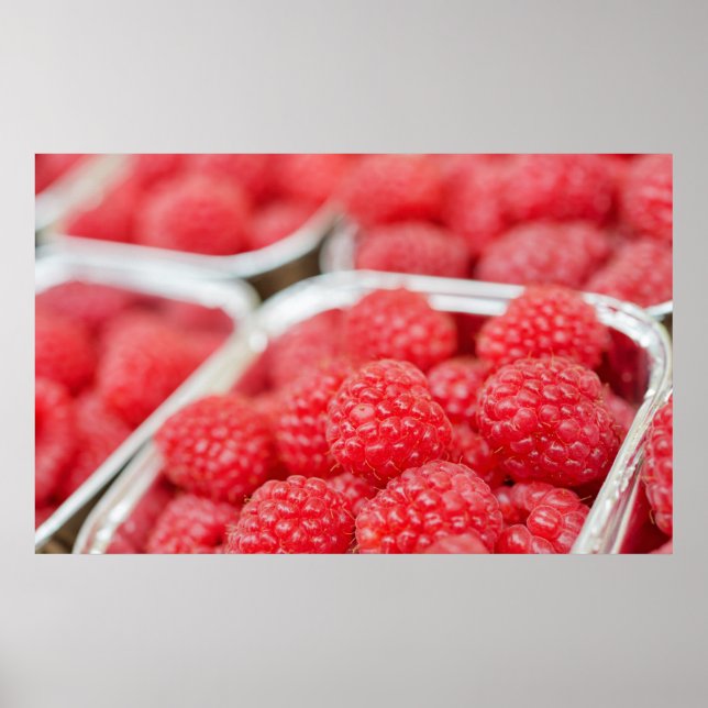 Poster framboises de près (Devant)