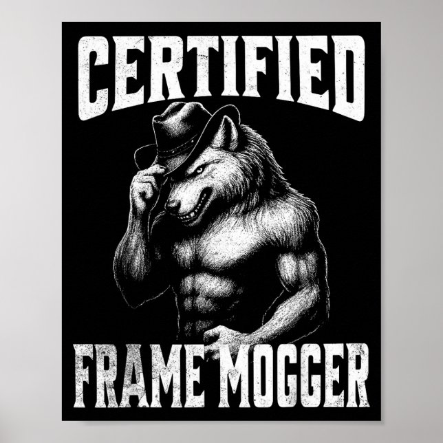 Poster Frame mogging - loup alpha cringe drôle  (Devant)