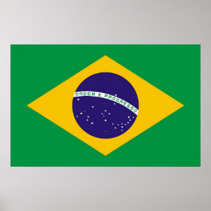 Poster Framed print with Flag of Brazil