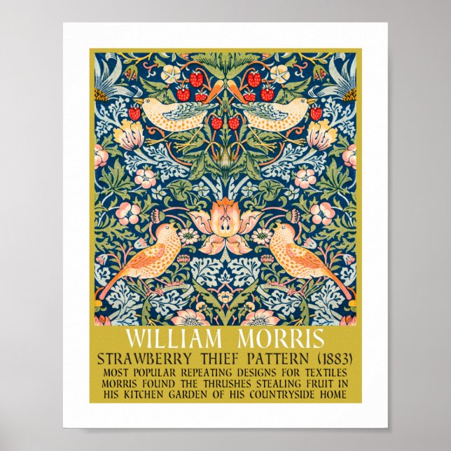 Poster Frameur de fraises - Conception de William Morris (Devant)
