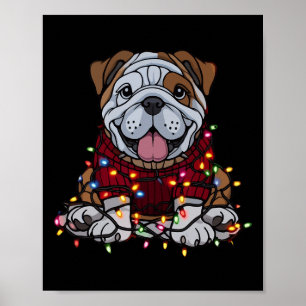 Poster Français Bulldog Christmas Jote Père Noël Pet Pour