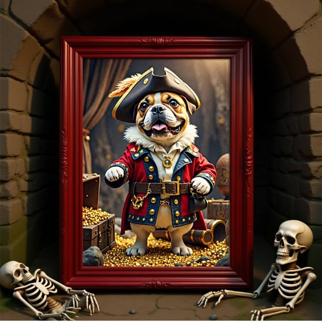 Poster Français Bulldog Pirate Bold Capitaine (Créateur téléchargé)