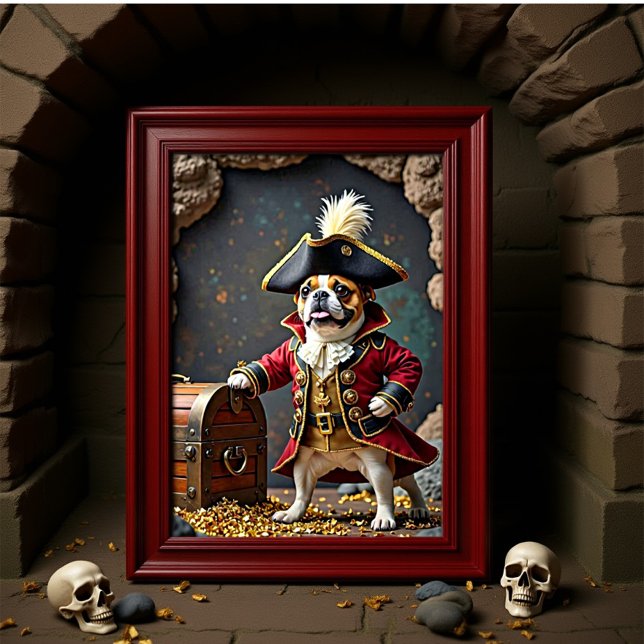 Poster Français Bulldog Pirate Treasure Guardian (Créateur téléchargé)