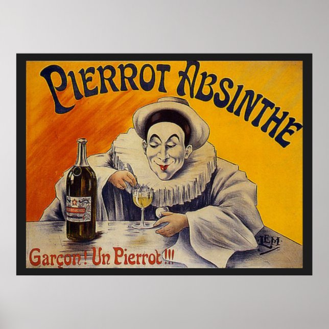 Poster Français vintage Pierrot Absinthe Publicité (Devant)