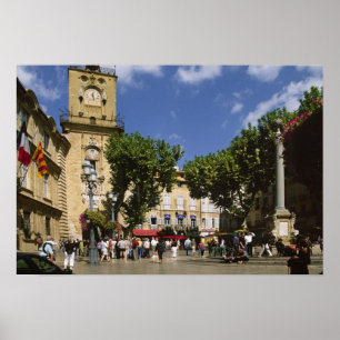Poster France, Aix en Provence, La Place de la Maire