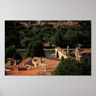 Poster France, Avignon, Provence. Pont St, Benezet.