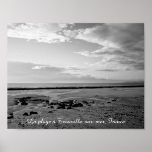 Poster France beach photograph black white