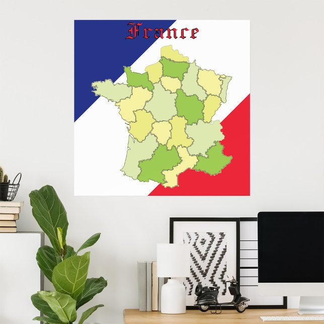 Poster France Couleurs Et Carte Nationales (Créateur téléchargé)