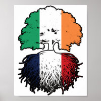 France French Irish Ireland Tree Roots Flag