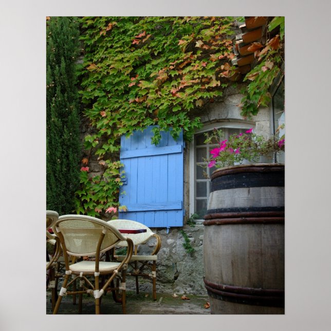 Poster France, Les Baux de Provence, cafÃ© patio (Devant)