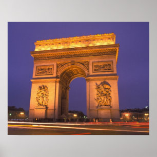 Poster France, Paris, Arc de Triomphe à la tombée de la n