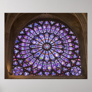 Poster France, Paris. Détail intérieur d'un vitrail