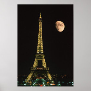 Poster France, Paris. Tour Eiffel le soir avec