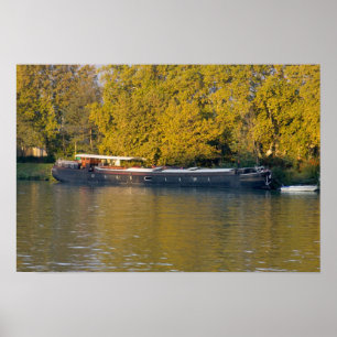 Poster France, Rhône, près d'Avignon, péniche le long