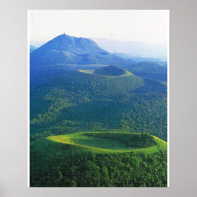 Poster France vintage, Auvergne, cratères Volcano (Devant)