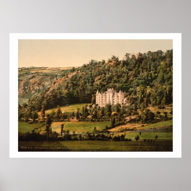Poster France vintage, Le Cantal, Château Anteroche (Devant)