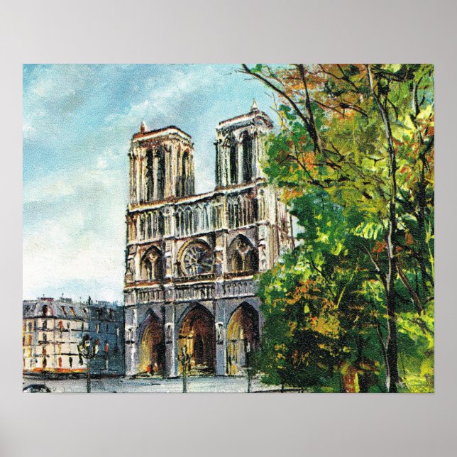 Poster France vintage, Paris, Notre Dame (Devant)
