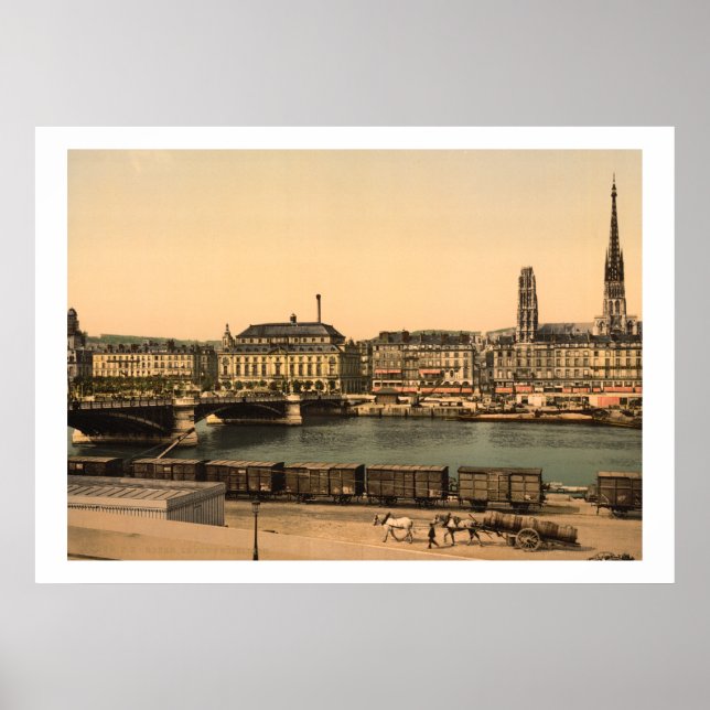 Poster France vintage, pont Boieldieu, Rouen (Devant)