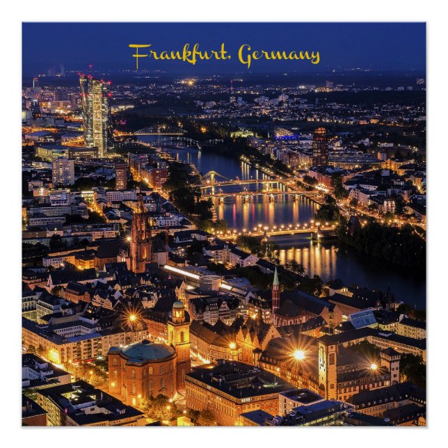 Poster Francfort, Allemagne à Twilight (Devant)