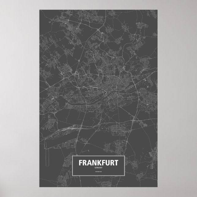 Poster Francfort, Allemagne (blanc sur noir) (Devant)