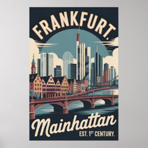 Poster Francfort Allemagne Rétro Skyline Paysage Urbain V