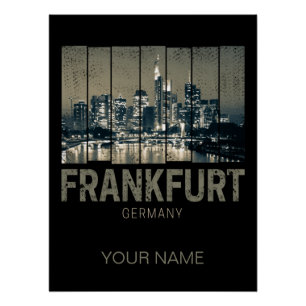 Poster Francfort Allemagne Skyline Retro Souvenir Vintage