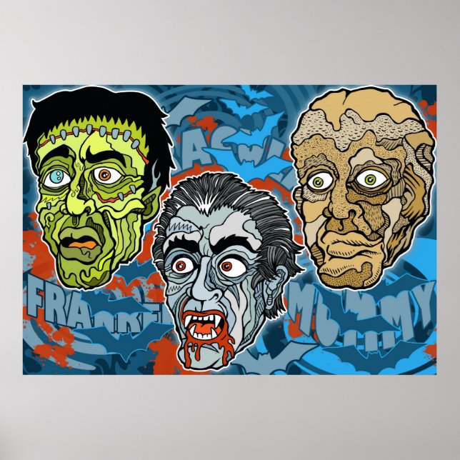 Poster Frankenstein Dracula La momie (Devant)