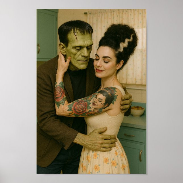 Poster Frankenstein et Bride MCM Art (Devant)