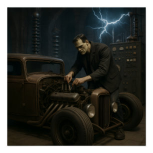 Poster Frankenstein Travailler sur Hot Rod