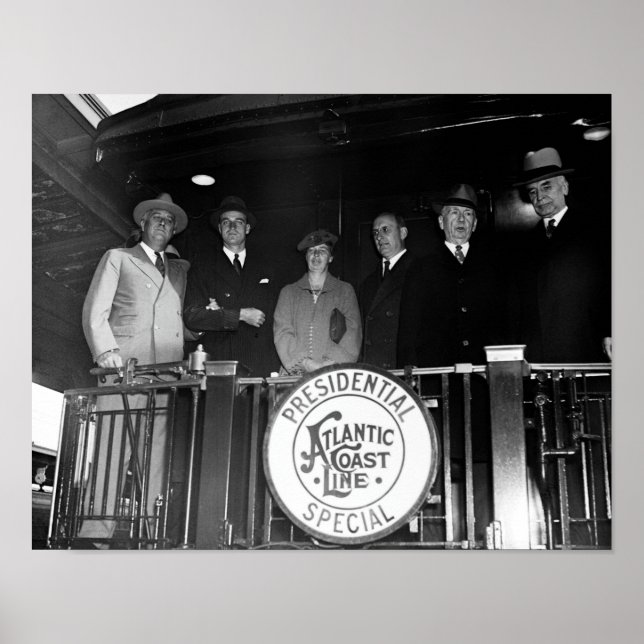 Poster Franklin et Eleanor Roosevelt en train avec le per (Devant)
