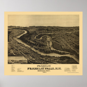 Poster Franklin, NH Panoramic Map - 1884