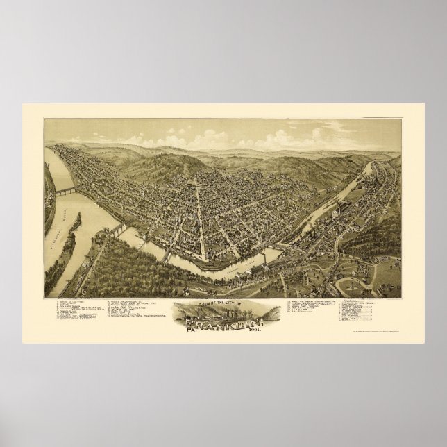 Poster Franklin, PA Carte panoramique - 1901 (Devant)