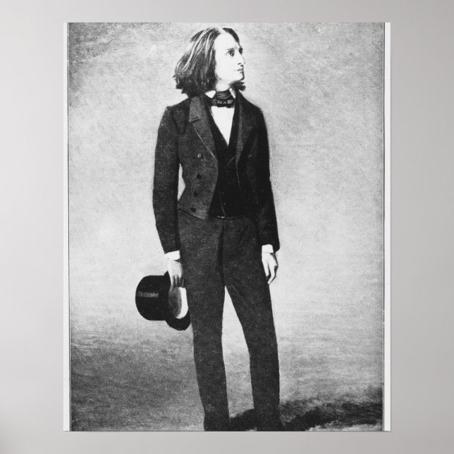 Poster Franz Liszt (1811-86) 1856 (litho) (photo b/w) (Devant)