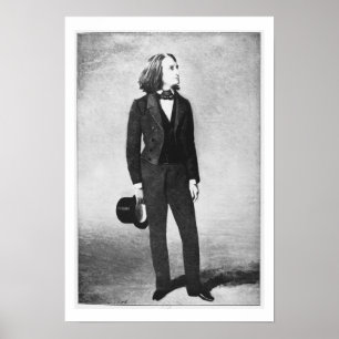 Poster Franz Liszt (1811-86) 1856 (litho) (photo de b/w)