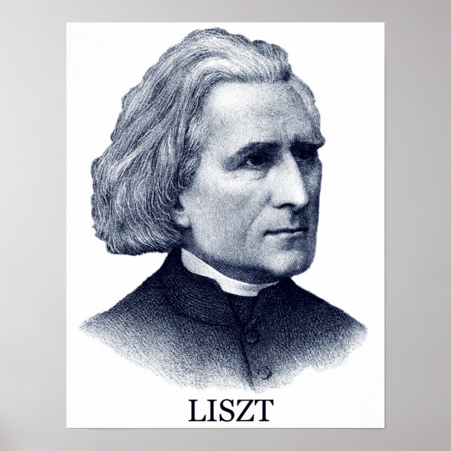 Poster Franz Liszt, bleu (Devant)