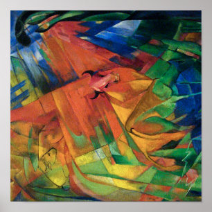 Poster Franz Marc Animaux dans un paysage Abstrait
