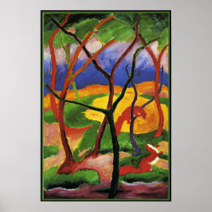 Poster Franz Marc Art abstrait, Weasels Jouer