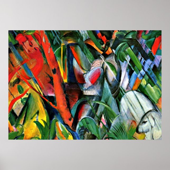 Poster Franz Marc art : Dans la pluie (Devant)