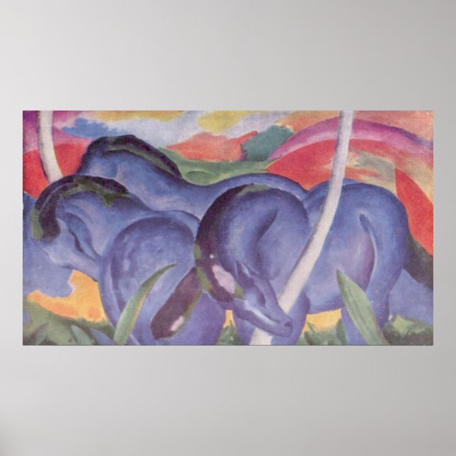 Poster Franz Marc - Big Blue Horse 1911 Canvas Equine (Devant)