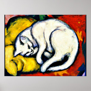 Poster Franz Marc - Blanc Chat célèbre peinture,