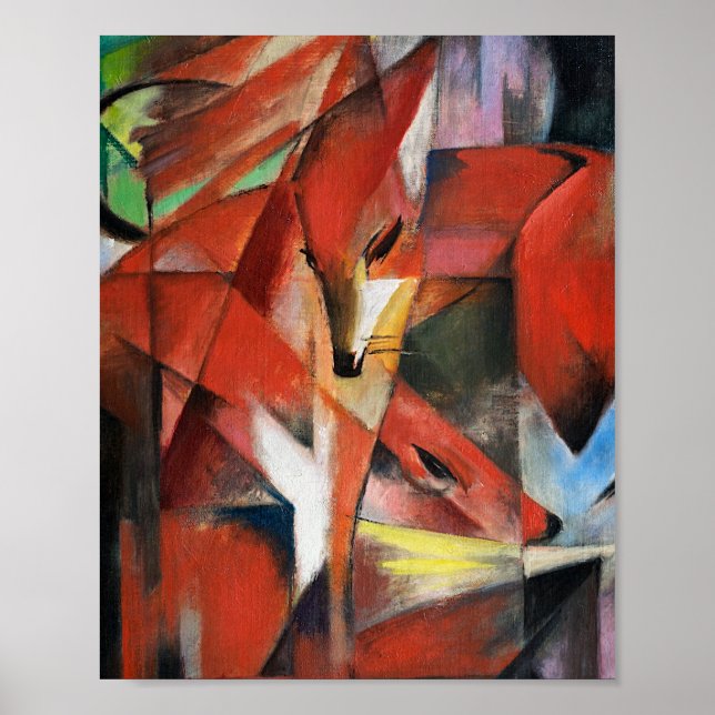 Poster Franz Marc Célèbre Peinture Les Renards (Devant)