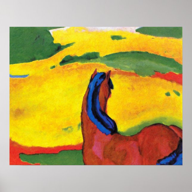 Poster Franz Marc - Cheval Dans Une Peinture Paysagère (Devant)