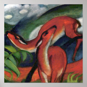 Poster Franz Marc Red Deer célèbre peinture